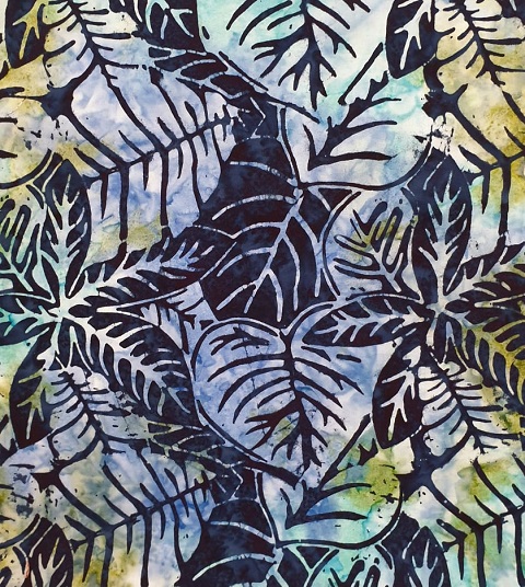 Batik-blue/green leaves